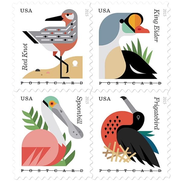 Coastal Birds Post Card Stamps