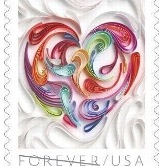 Quilled Paper Heart Forever Stamp